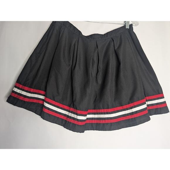 SOCIAL COLLISION Red & White Varsity Stripe Black Pleated Skirt XL Goth Punk - Picture 5 of 6